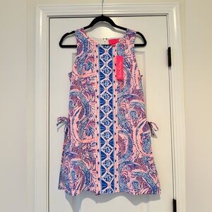 NWT Lilly Pulitzer Donna Shift Romper Dress Sleeveless Pink Blue